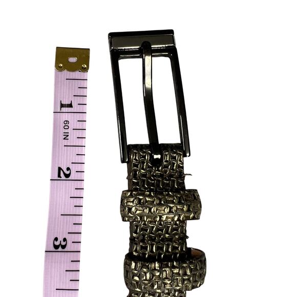 WCM New York Womens Belt Small Italian Calfskin Metallic Textured Leather 3/4\